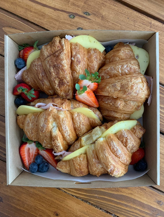 Locally made Croissants with ham and cheese